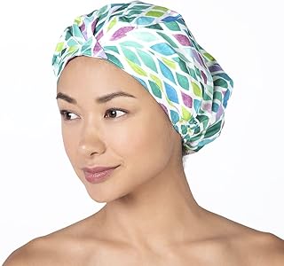 Betty Dain Trendy Turban Comfort Fit Shower Cap, Water Repellent, Sound-reducing Polyester Keeps Hair Protected, Elastic-f...
