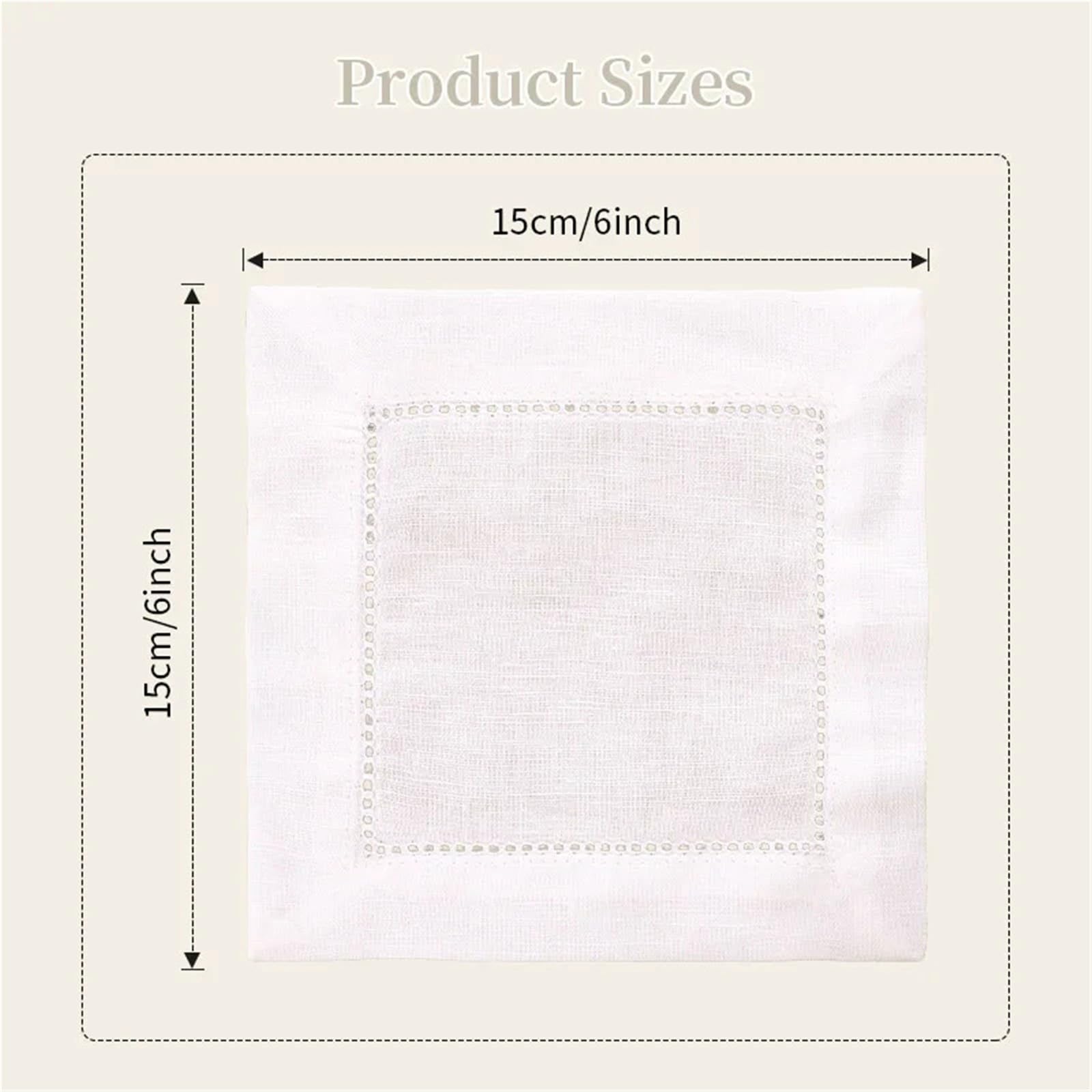 Serviettes de Table Lin Lot de 12 Serviettes Cocktail en Lin Blanc