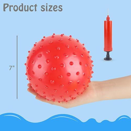 Miniatura 2 de LOVEINUSA 8 bolas de rebote, bolas Knobby con bomba de 7 pulgadas, bolas sensoriales de masaje puntiagudas para niños, recuerdos de fiesta