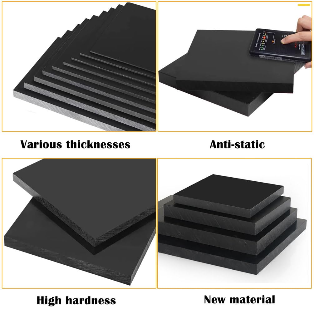 HDPE Kunststoffplatte 20mm Schwarz Polyethylen Hochdicht Dicke Platte Robust Korrosionsbeständig Für Maschinenbau Werkstatt CNC Bearbeitung,300 × 500mm