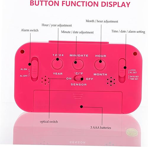 Miniatura 8 de IMIKEYA 1 Unidades Reloj despertador USB Carga Digital Calendario Reloj de Día con Baterías Reloj de Escritorio No Ticking Reloj Digital