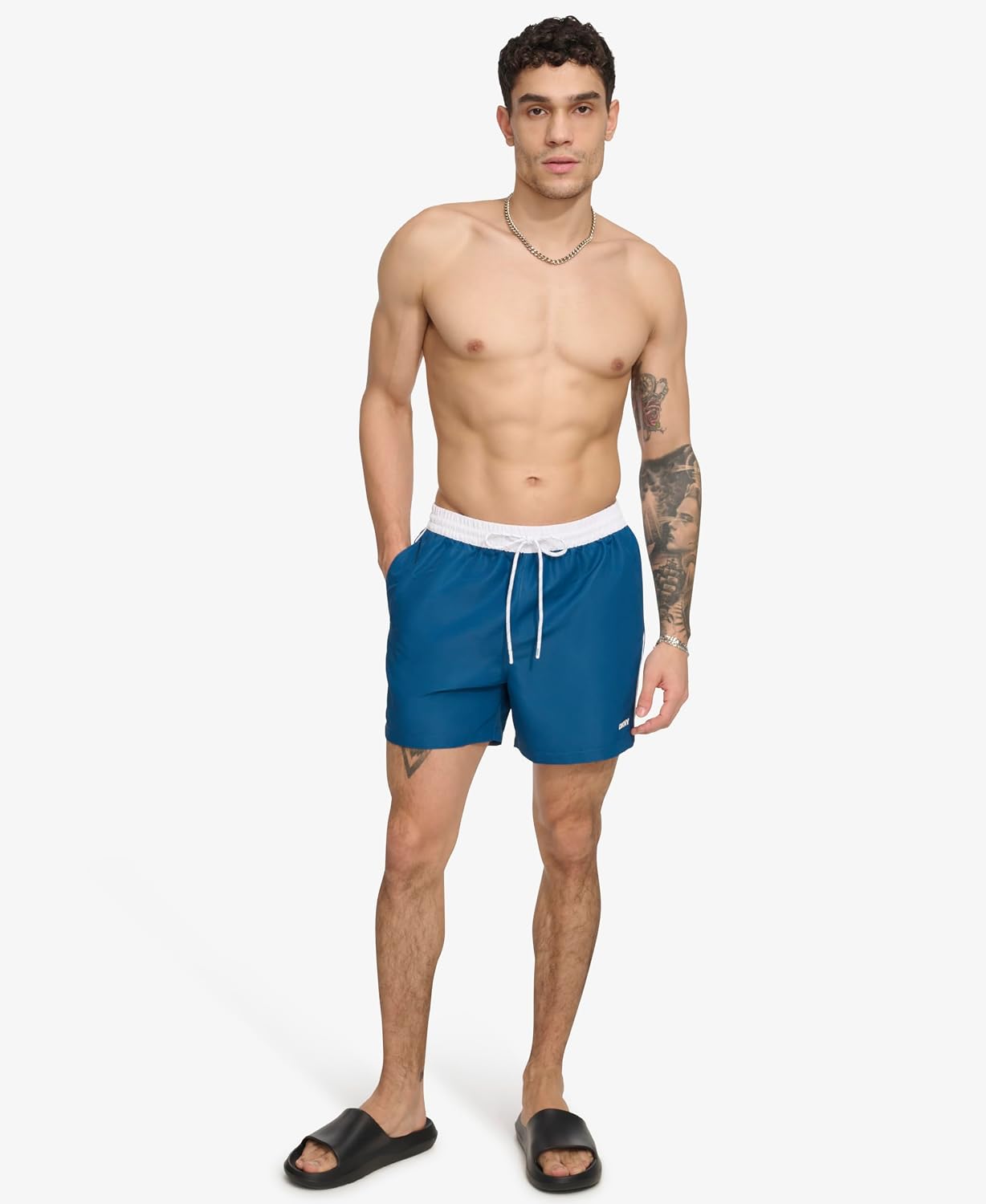 DKNY Men's Lightweight Quick Dry Volley UPF 40+ Protection Swim Trunk