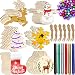Unfinished Christmas Wooden Ornaments, ZALALOVA Christmas Tree Ornaments 30Pcs 3 Assorted Natural Wood Slices DIY Crafts Kit 20 Feet Jute Twine 30 Colorful Bells 3 Color Pens Christmas Gift Decoration