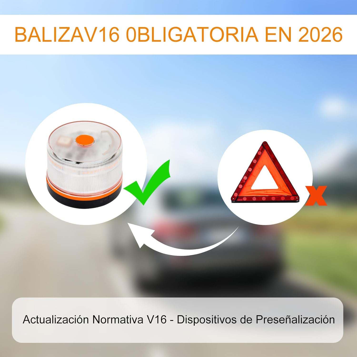 BESCH Baliza V-16 Homologada DGT 3.0 con Geolocalización | Luz de Emergencia LED 360° hasta 1 km | IP54 Resistente Agua y Polvo | Base Magnética + Conectividad con SIM Incluida (Pack 5)