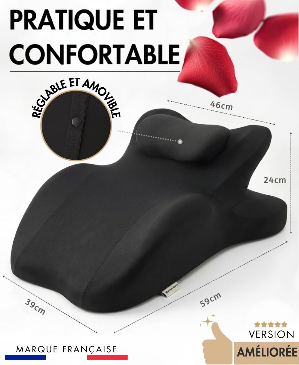 Coussin Sexuel Ergonomique pour Couple Adulte – Oreiller Érotique Intime à Mémoire de Forme, Inclinaison 27° pour Positions Sexuelles, Point G & Plaisir Profond – Kamasutra, Housse Lavable Amovible