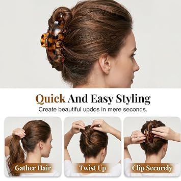 Banana Hair Claw Clips Leopard Print Matte Strong Hold Non Slip Ponytail Hair Barrettes Clip Stylish Hair Accessories for Women Girls (Banana-4pcs)