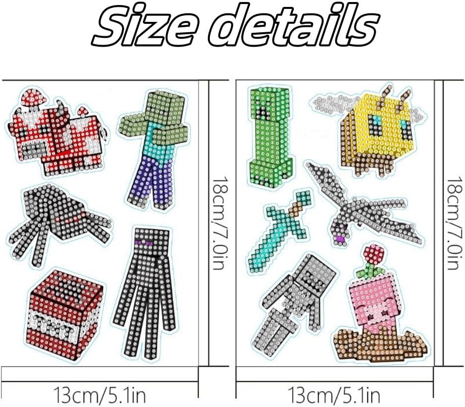 TRUZ Kids Diamond Painting Stickers Kits,5D DIY Diamond Painting Kits Gem Art Crafts for Children Diamond Dots Mosaic Kits for Girls,Boys and Adults (Game Characters)