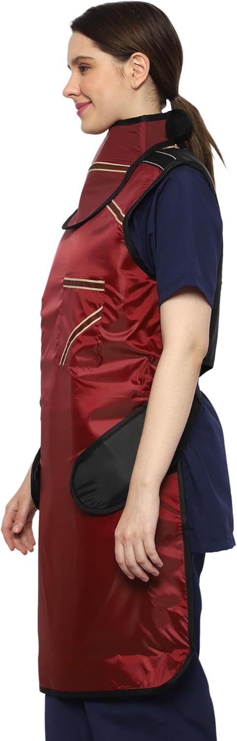 X-Ray Lead Apron with Adjustable Straps and Thyroid Sheild Set, 0.5mm Lead (pb) Equivalency, Superior Radiation Shielding for Medical, Dental, and Veterinary Use, Durable and Comfortable (Maroon)