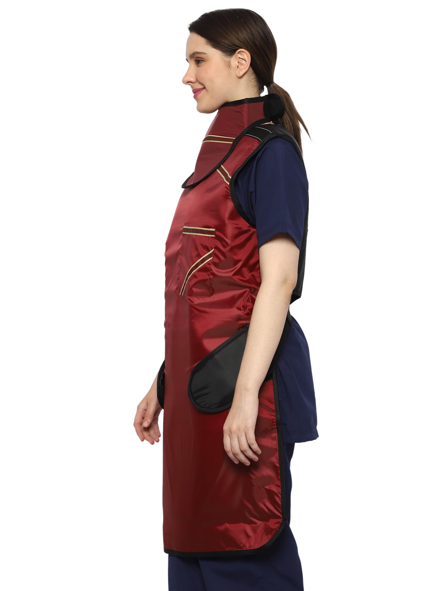 X-Ray Lead Apron With Adjustable Straps And Thyroid Sheild Set, 0.5mm Lead (pb) Equivalency, Superior Radiation Shielding For Medical, Dental, And Veterinary Use, Durable And Comfortable (Maroon - View #7