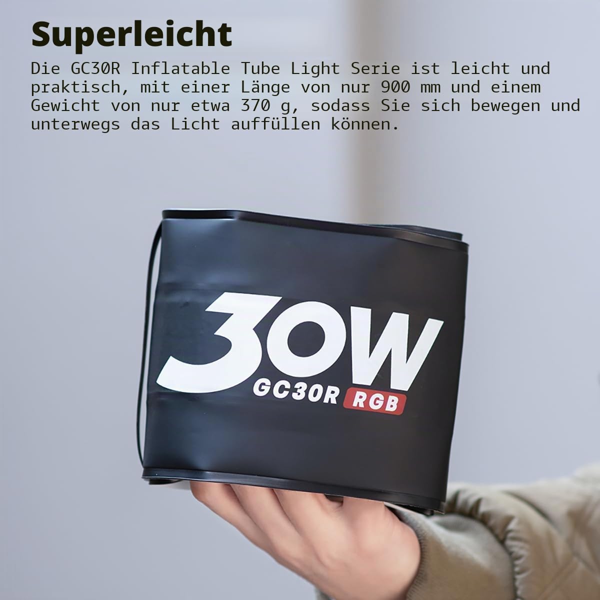 Ambitful GC30R 30W RGB Vollfarbe aufblasbares Rohrlicht 2500K-10000K Handheld LED Licht, CRI 95 +, TLCI 96 + für Unterstützung Magnetsaug, wasserdichte Lichtstange LED Beleuchtungsstab
