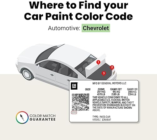 Miniatura 4 de TouchUpDirect 20WA8555 negro compatible con Chevrolet Exact Match - Aerosol de pintura para retocar  Paquete esencial