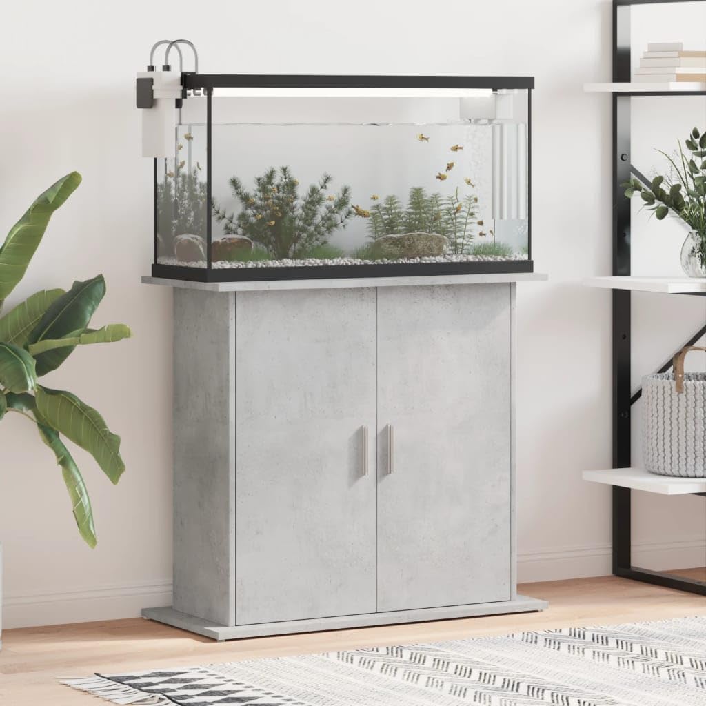 vidaXL Support d'aquarium en béton gris 81 x 36 x 73 cm Bois d'ingénierie