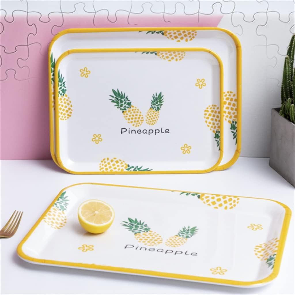 Tray Tea Breakfast Bread Snack Storage Accessories Square Cosmetics Table Storage Tray(E,31x23.5x1.8cm)