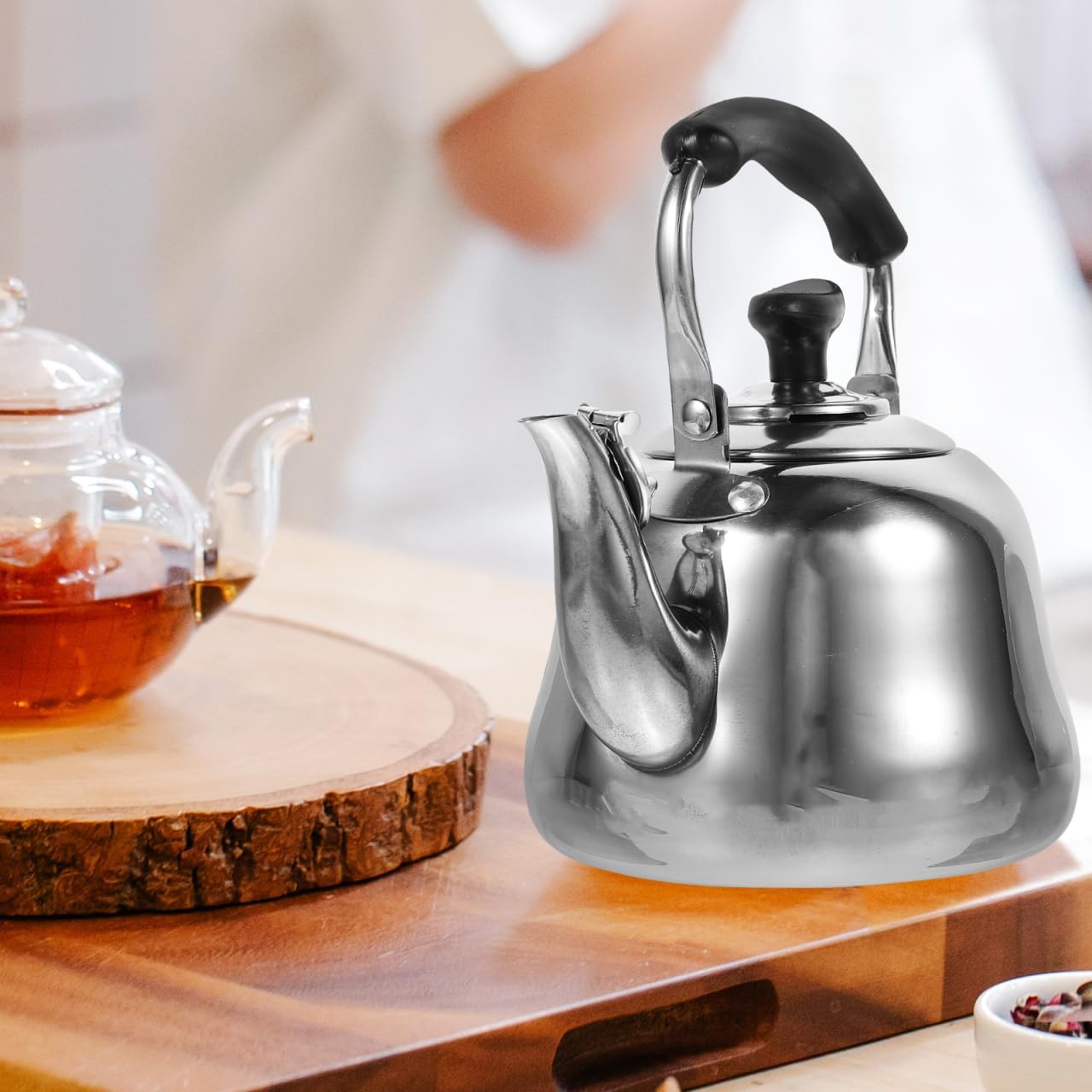 ABOOFAN Classic 1L Stainless Steel Tea Kettle Stovetop Thicken Teakettle with Heat-Resistant Folding Handle, Food Grade Tea Pot for Home Kitchen, Camping