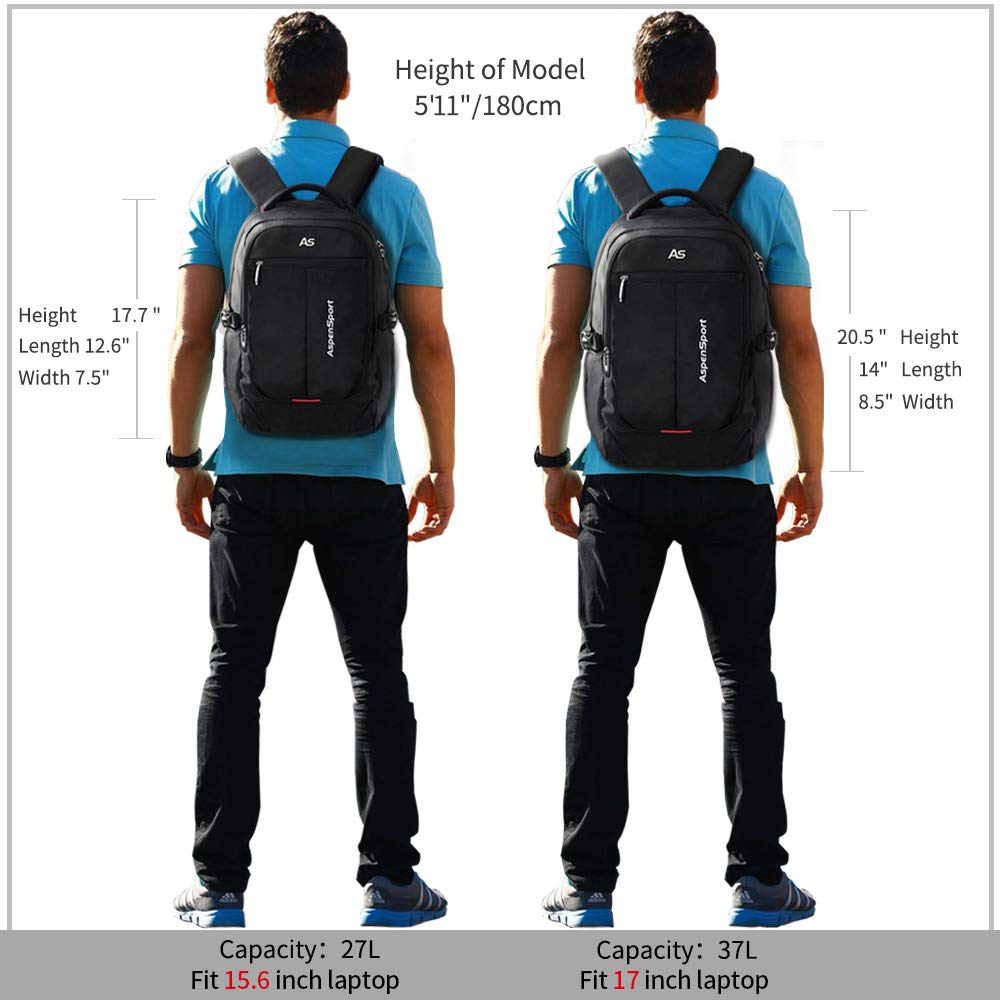 aspensport laptop backpack fit 15.6 inch ASPENSPORT Laptop Backpacks for Men&Women Computer Travel Bags Fits 17 Inch  College Large Bookbags Durable Rucksacks Black : Amazon.com.au: Computers