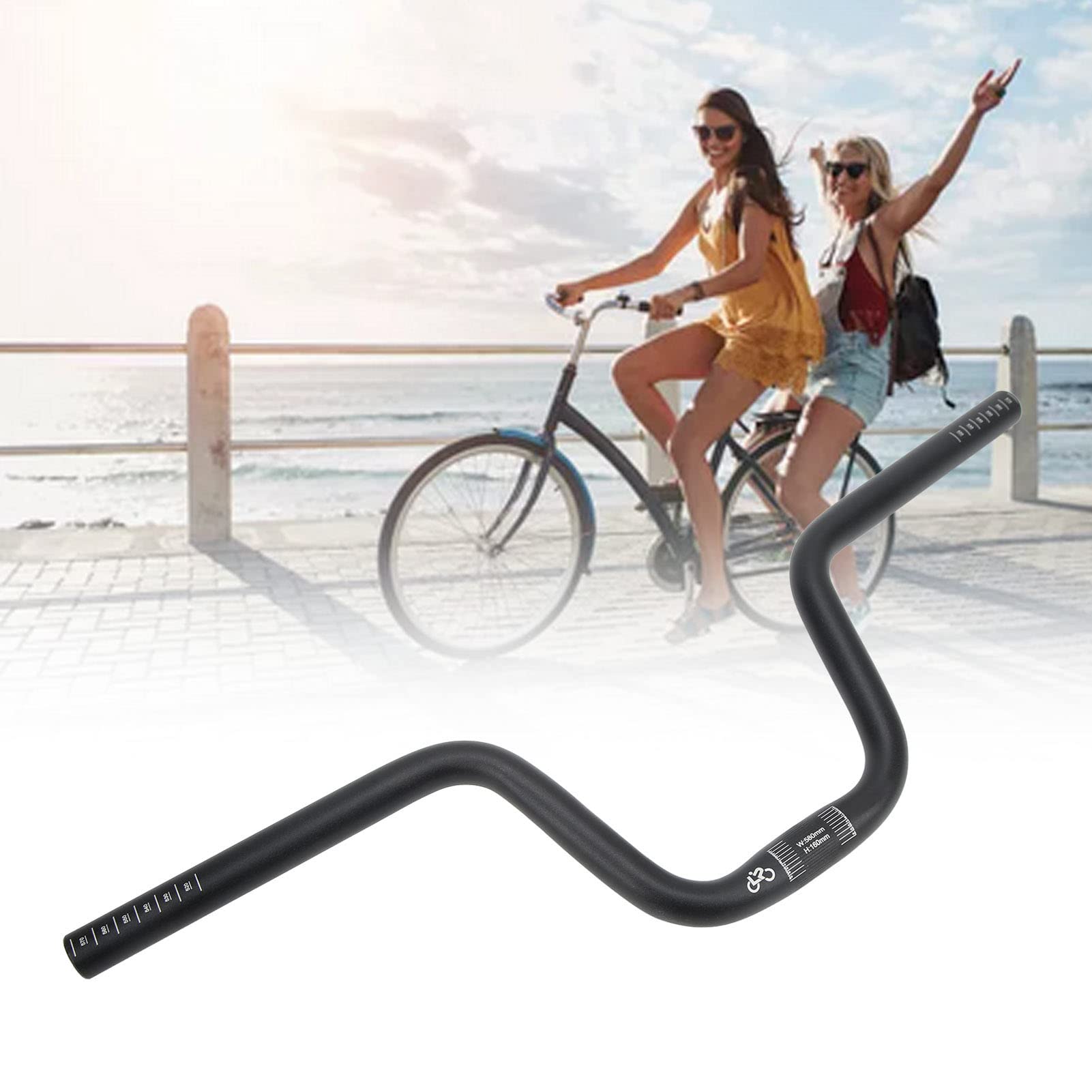 Socobeta Guidon à Engrenage Fixe LP Litepro, Guidon de Vélo Riser Cruiser en Alliage D'aluminium pour Vélo de Route VTT Noir(Soulevez 160 mm / 6,3 Pouces)