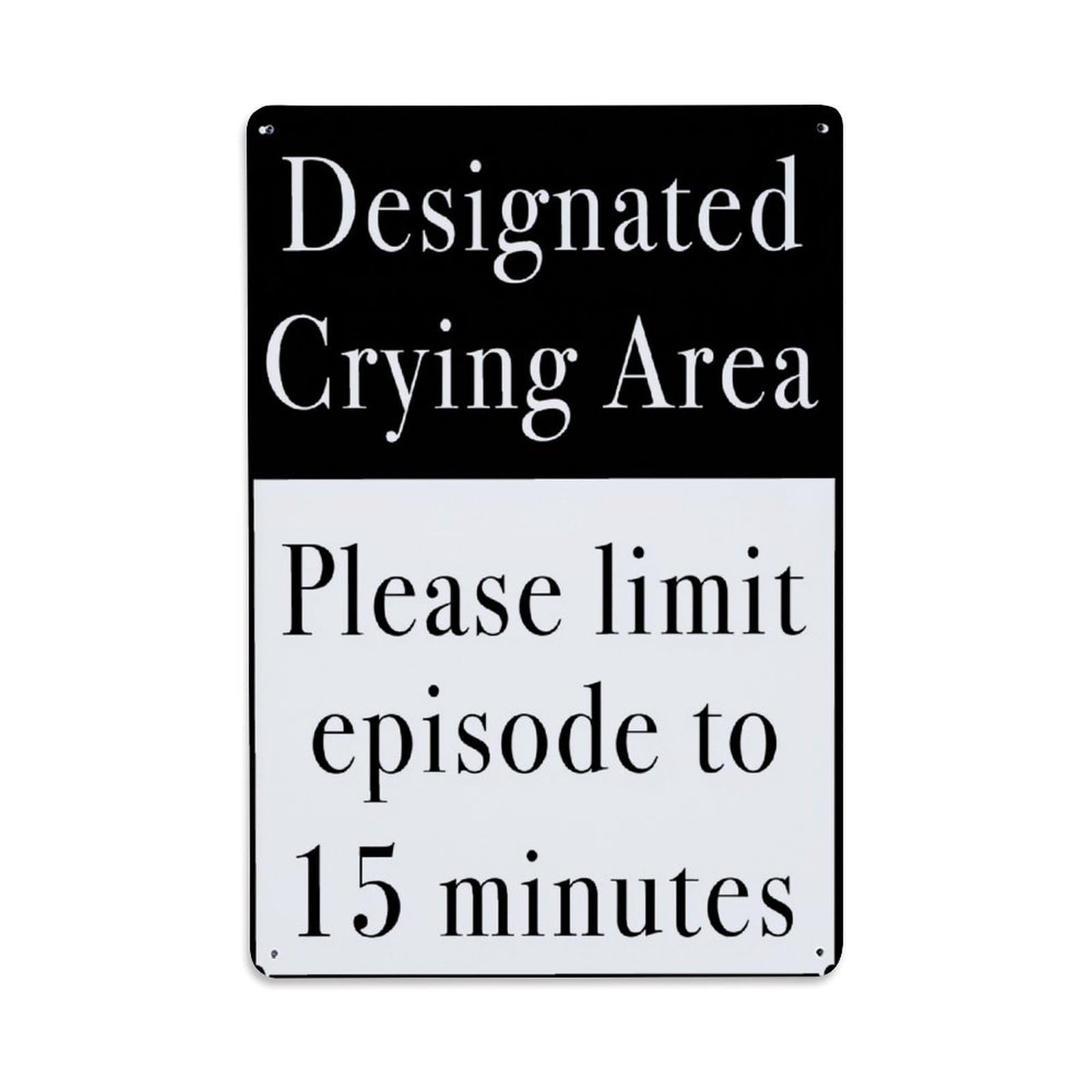 Enderetf Vintage Designated Crying Area Please Limit Episode To 15 Minutes Tin Sign Metal Poster, Home Bar Garage Man Cave Cafe Indoor & Outdoor Wall Decoration 8X12inches