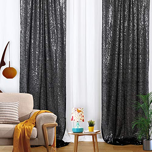 B-COOL 2PCS 2FTX8FT Backdrop Sequin - Dark Black