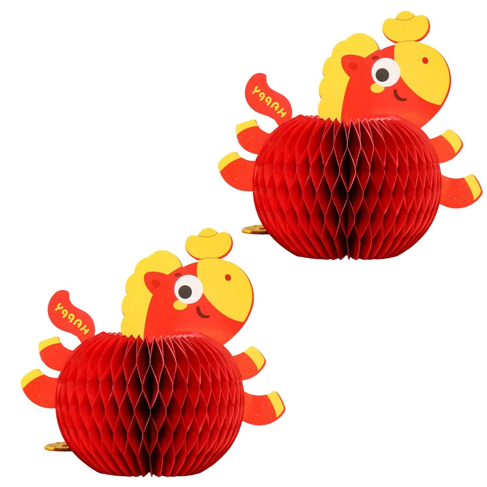 Hsioluted 2Pcs Chinese New Year Decoration Paper Folding Horse Ornament for Tabletop Shelf Chinese Spring Festival Celebration Paper Folding Horse Decoration
