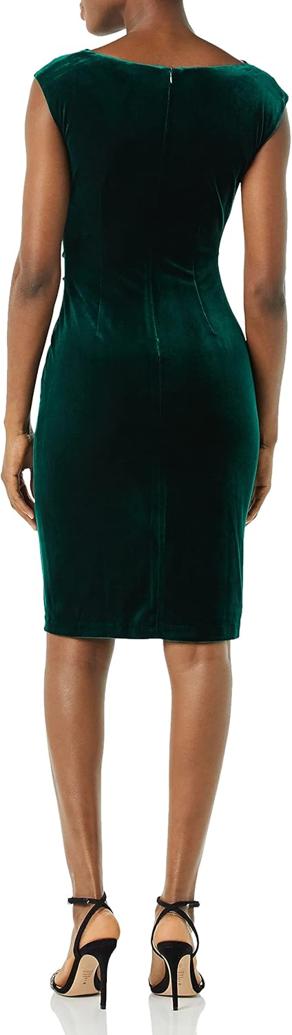 Vince Camuto Womens Velvet Cowl Neck Ruched BodyconCocktail Dress - Image 2