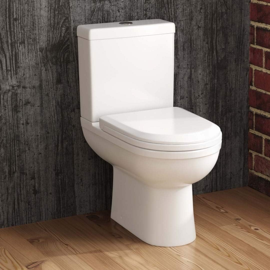 WC Toilet Pan Modern Ceramic Close Coupled Compact Water Saving Cistern - White