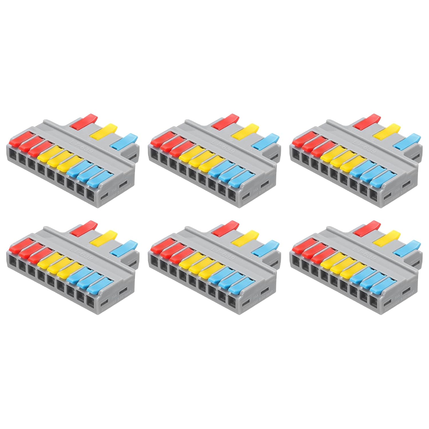 MECCANIXITY 10pcs Din Rail Press Quick Terminal Blocks DIY Splicing Wire Connectors (3 in 9 Out) 35A Terminal Blocks for Wiring Cable Circuit Inline 28-12AWG