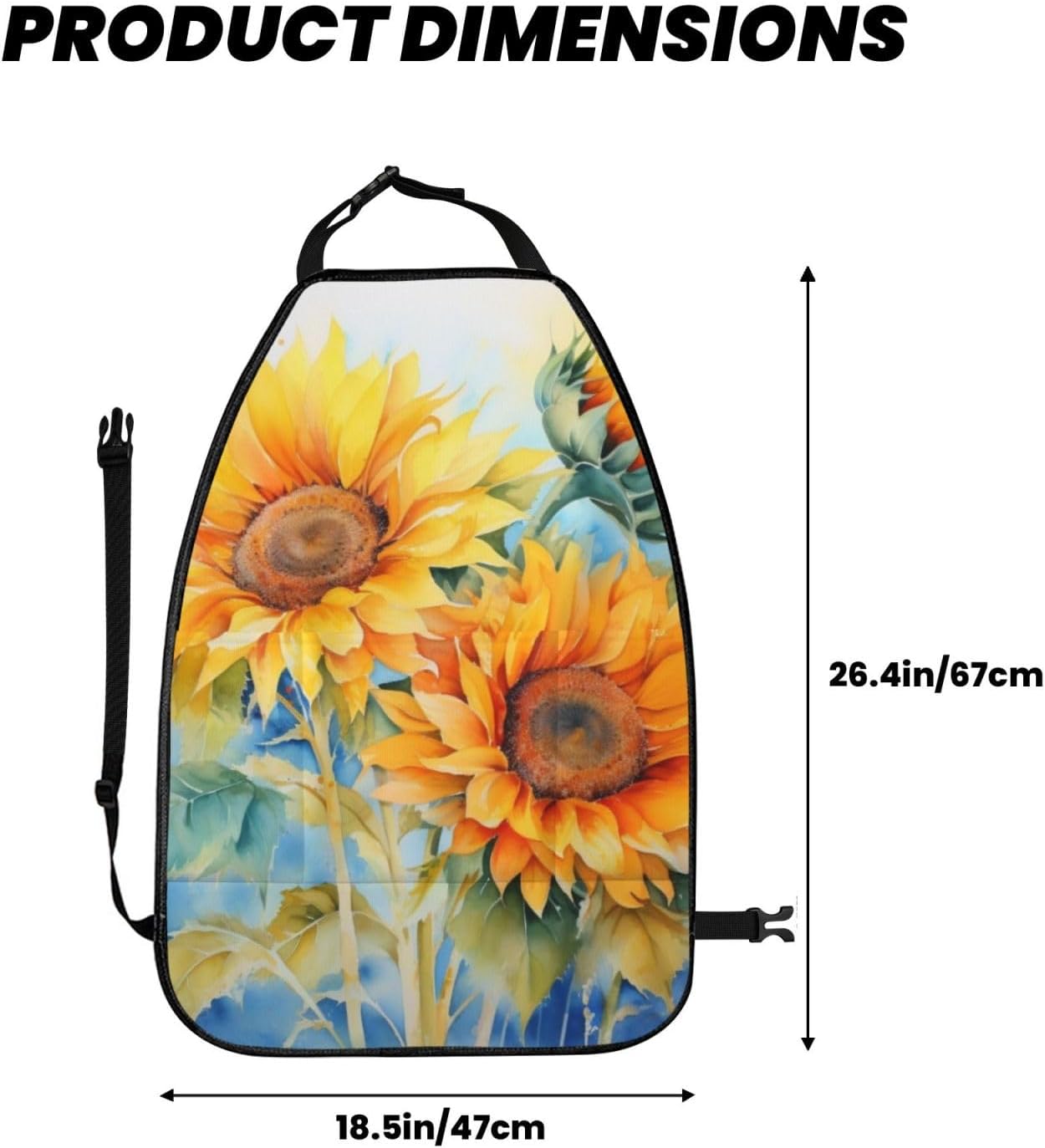 Car Seat Back Kick Protector 2 Pack 18.5x26.4 Inch, Watercolor Sunflower Anti-Kick Pad, Waterproof Oxford Fabric Large Rear Seat Cover for Kids Pets Fits SUV Jeep Truck Sedan
