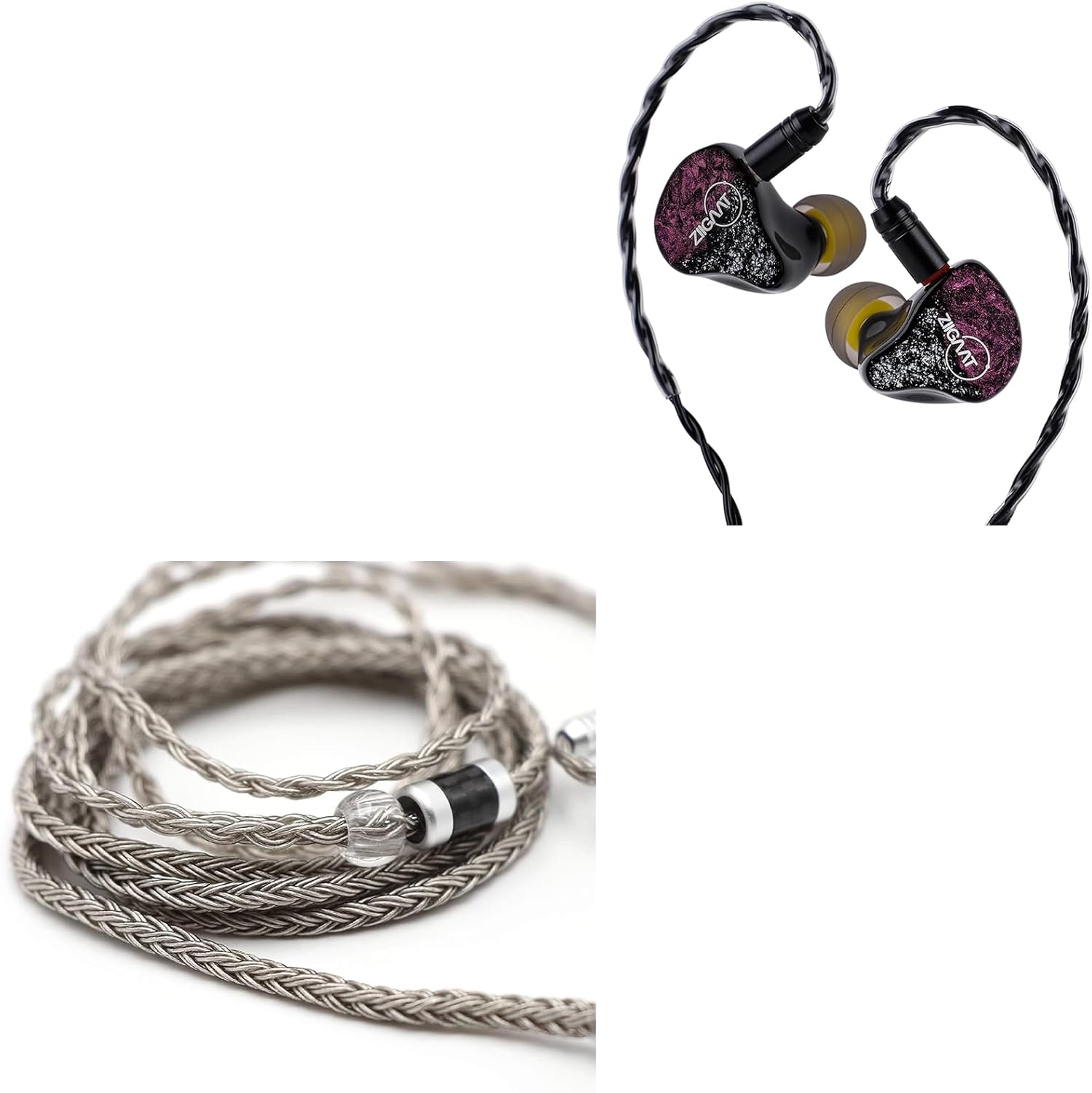 Linsoul ZiiGaat Odyssey in–Ear Monitor, 1DD+3BA Hybrid IEM Earphone, Wired Gaming Earbuds, Tripowin Zonie 16 Core Silver Plated IEM Cable