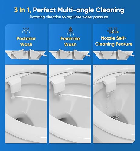 Miniatura 2 de Bidé ultradelgado 3 en 1, autolimpiante, lavado posterior y femenino (boquillas dobles retráctiles), accesorio de bidé no eléctrico para asiento de