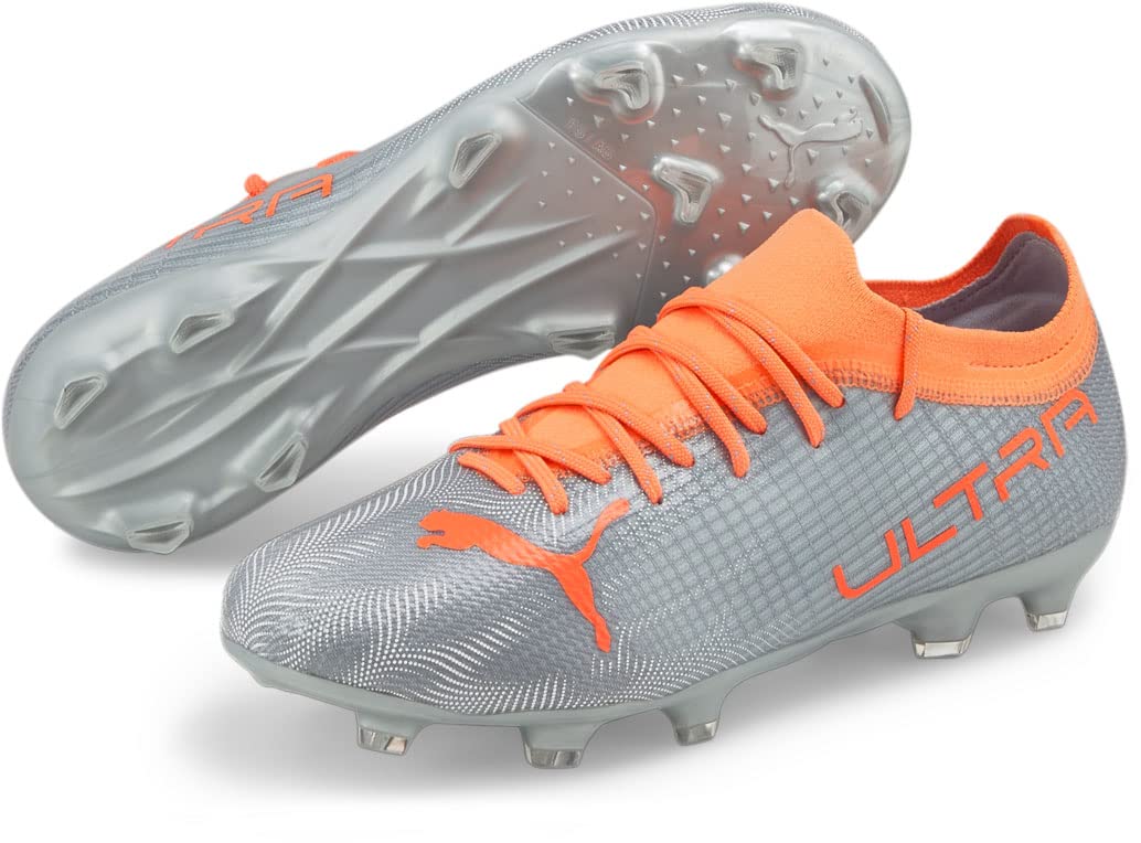 PUMAJuniors Ultra 2.4 Fg/Ag Shoes, Size: 6.5 M US Big Kid, Color: Diamond Silver/Neon Citrus