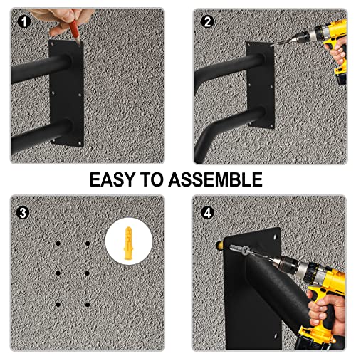 Sidasu 1Pcs U-Shaped Wall Mount Handrail Iron Outdoor Grab Bar Black Hand Railings For 1 To 3 Steps Stairs(Dia 1" Iron Pipe,17.71''Length,16.53''Height) #TOP5