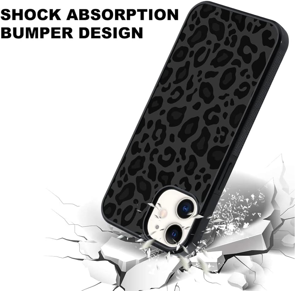 KANGHAR Compatible with iPhone 12 Case, iPhone 12 Pro Case Tire Cow Cute Pattern Black Leopard + Screen Protector Slim Anti-Scratch Shockproof Skid Durable PC Layer TPU Bumper Protection Cover