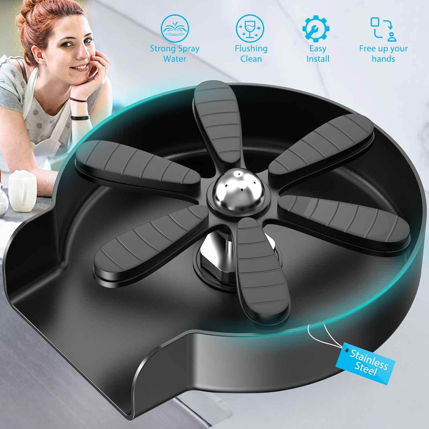 Kitchen Sink Glass Rinser,Cup Cleaner for Sink,Automatic Sink Bottle