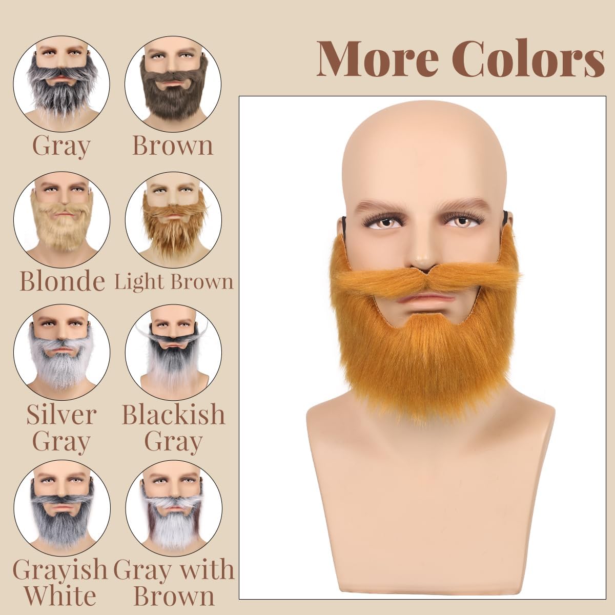 Honcloud Easy to Wear Fake Beard Suitable for Costume Matching Halloween Party