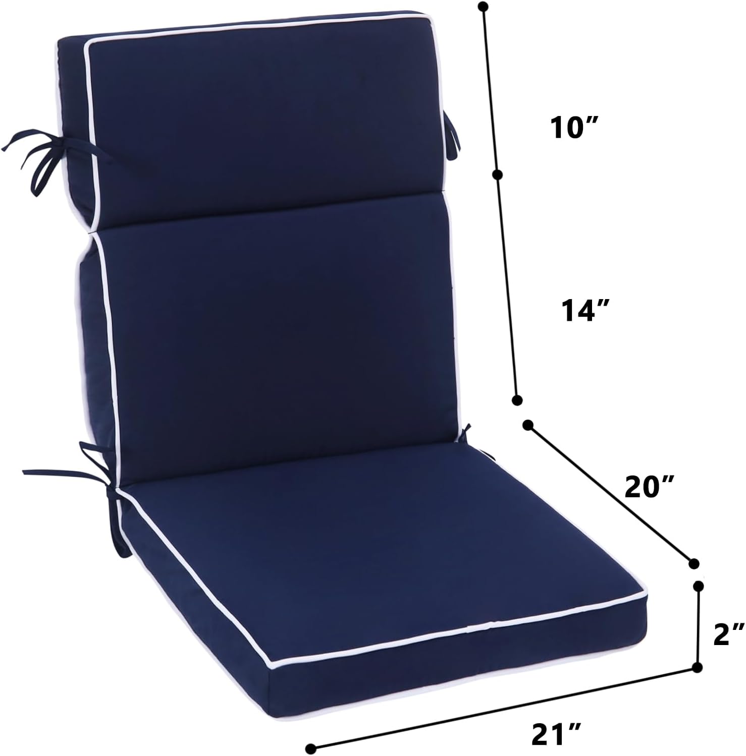 Outdoor Patio Chair Cushions Set of 2, Water Resistant Adirondack Chair Cushions 44 x 21 in, All Weather Seating Cushions for Outdoor Furniture