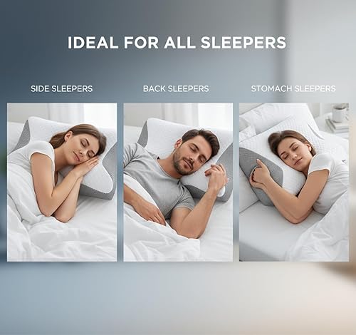 Miniatura 6 de Almohada para la apnea del sueño, almohada con tecnología de alivio, almohadas cervicales de espuma viscoelástica de primera calidad para aliviar el