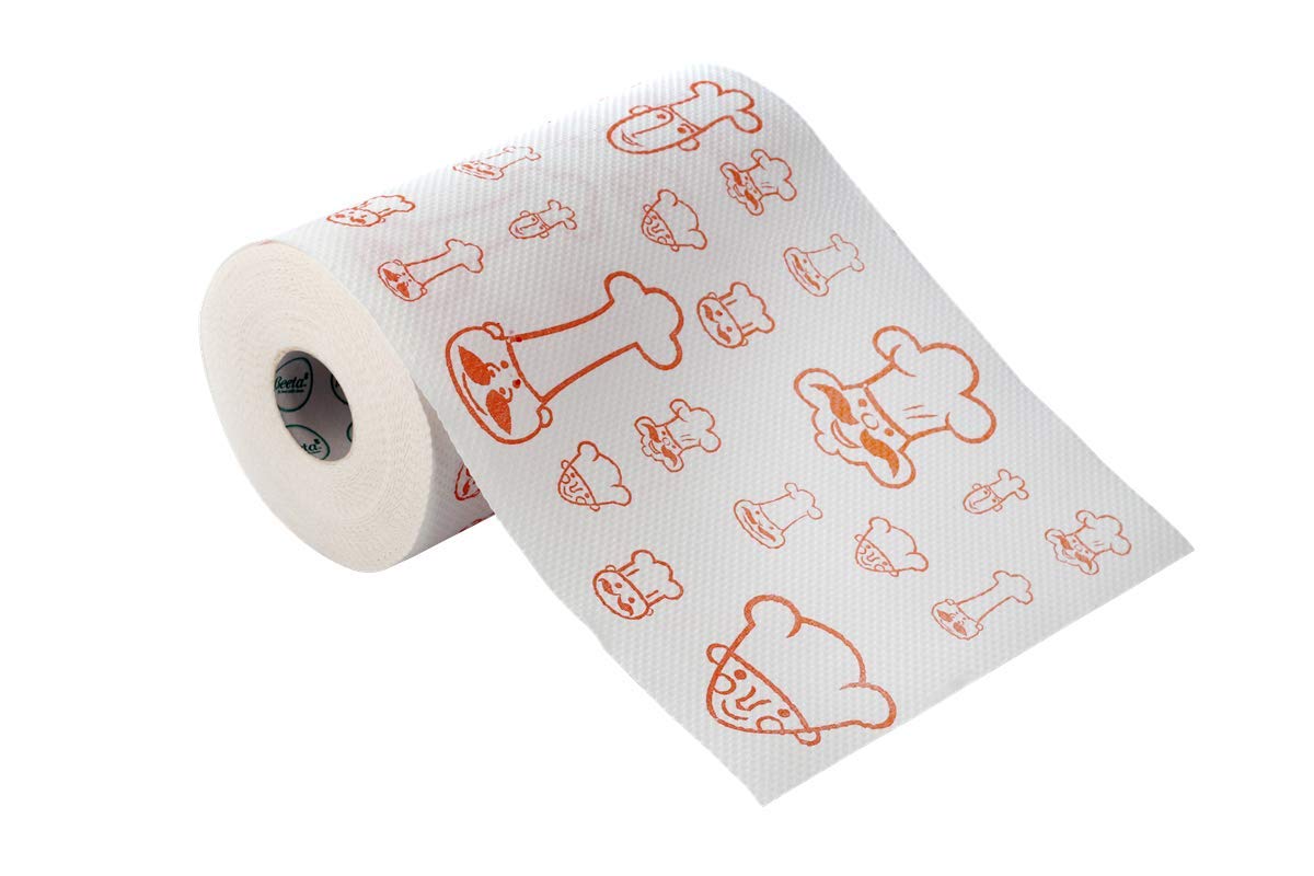 Beeta Kitchen Towel Paper Roll Stand- Kitchen Dispensor with Free Printed Roll 95 Pulls x 4 Ply ptd with Stand (Any Design)- 100% Natural Celluose Fiber — Amazon image 2