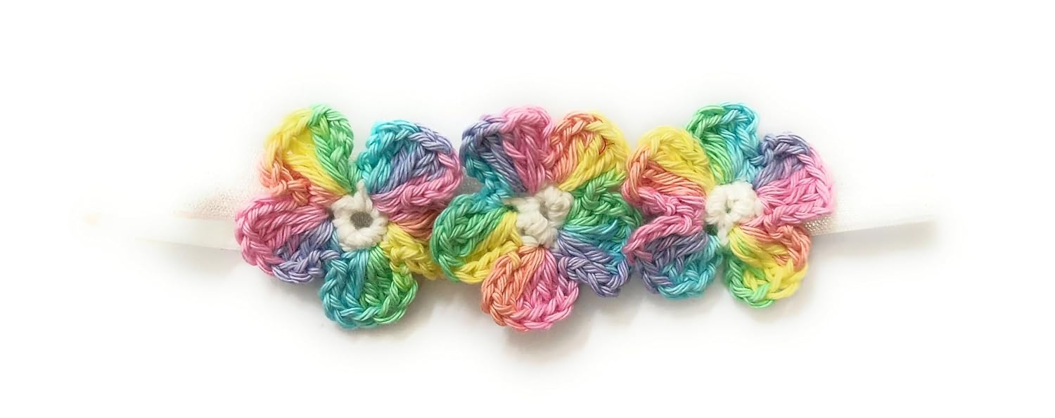CRAnsh Creations;Crafted with Love Handmade Crochet Flower head band for newborn baby girls (0-2 years) pack of 1 (Multico...