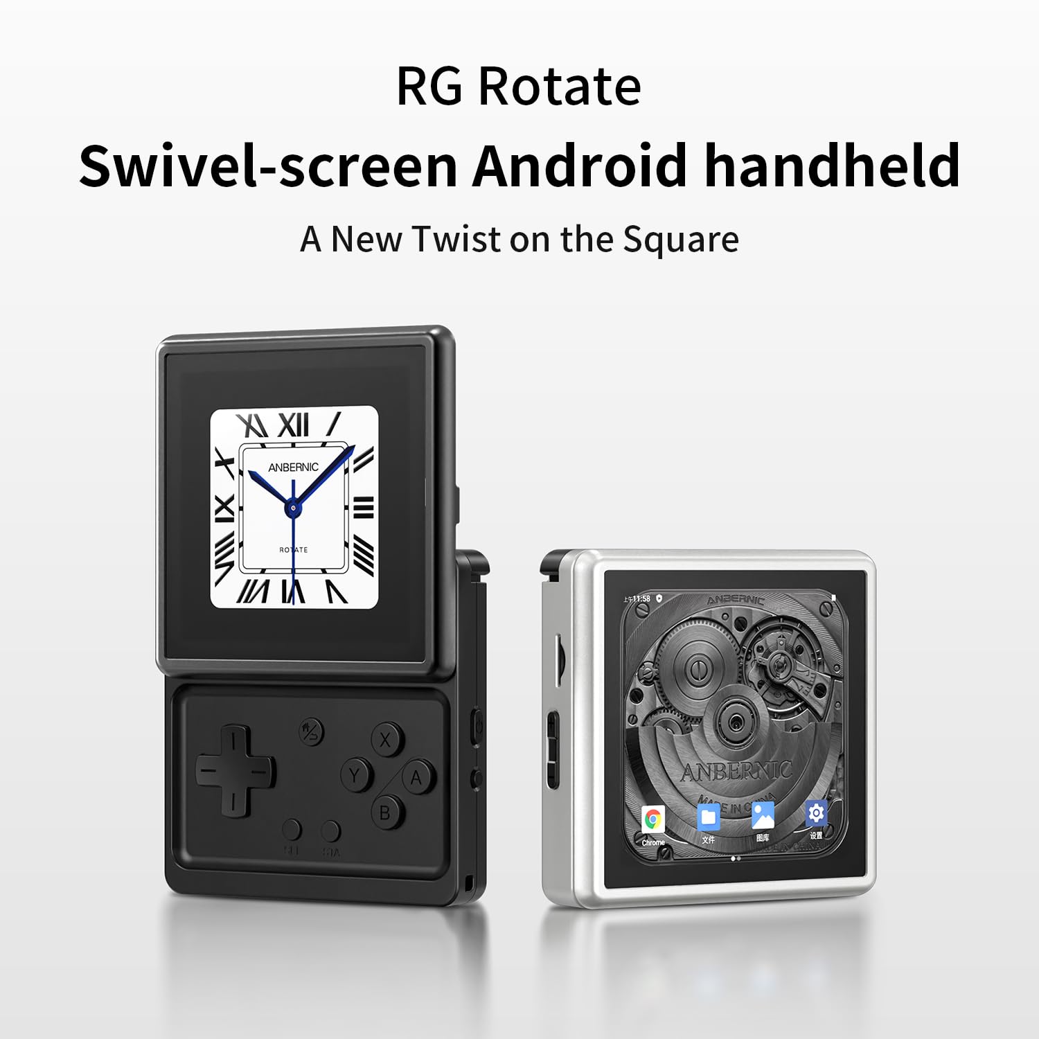 RG Rotate Retro Handheld Game Console, 3,5-Zoll-Schwenkdisplay Android-Portabel Player, Unisoc T618-Chip 3GB+32GB, 2000 mAh-Batterie, Aluminiumlegierung + Kunststoff