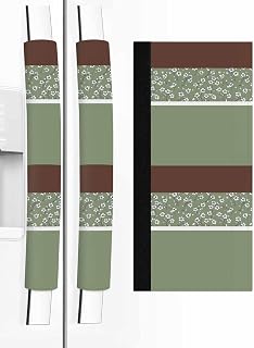 Sage Green Brown Flowers Refrigerator Door Handle Covers Set of 2, Classic Botanical Art Elegant Kitchen Appliance Covers Handle Decor Protector for Ovens Dishwashers Microwave Ornaments
