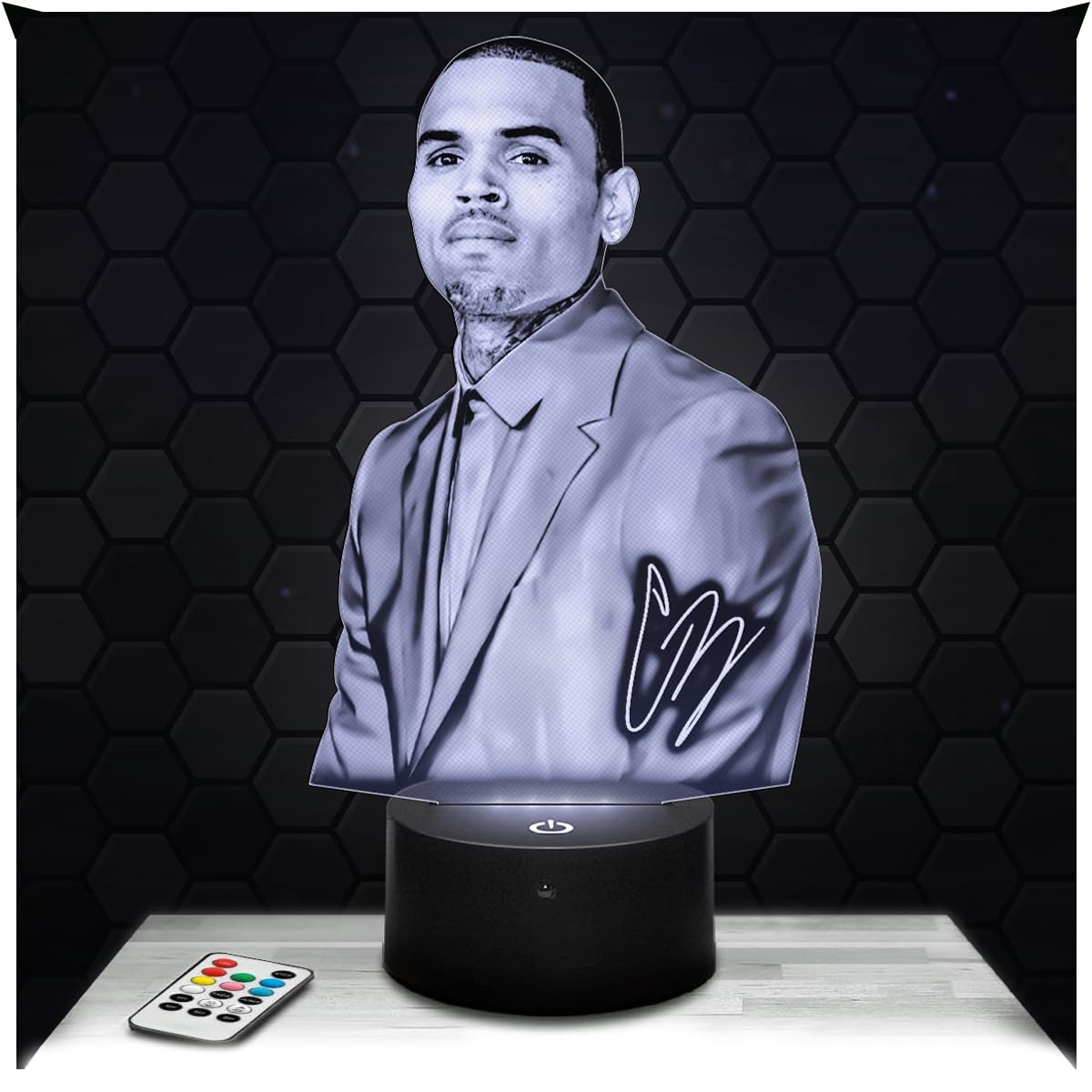 Lampephoto.fr - 3D Lamp Chris Brown American Singer Dancer, Touch LED Night Light, 3D Hologram Effect, Christmas Birthday Gift Idea for Men Women, Bedroom Decoration Object — image 1