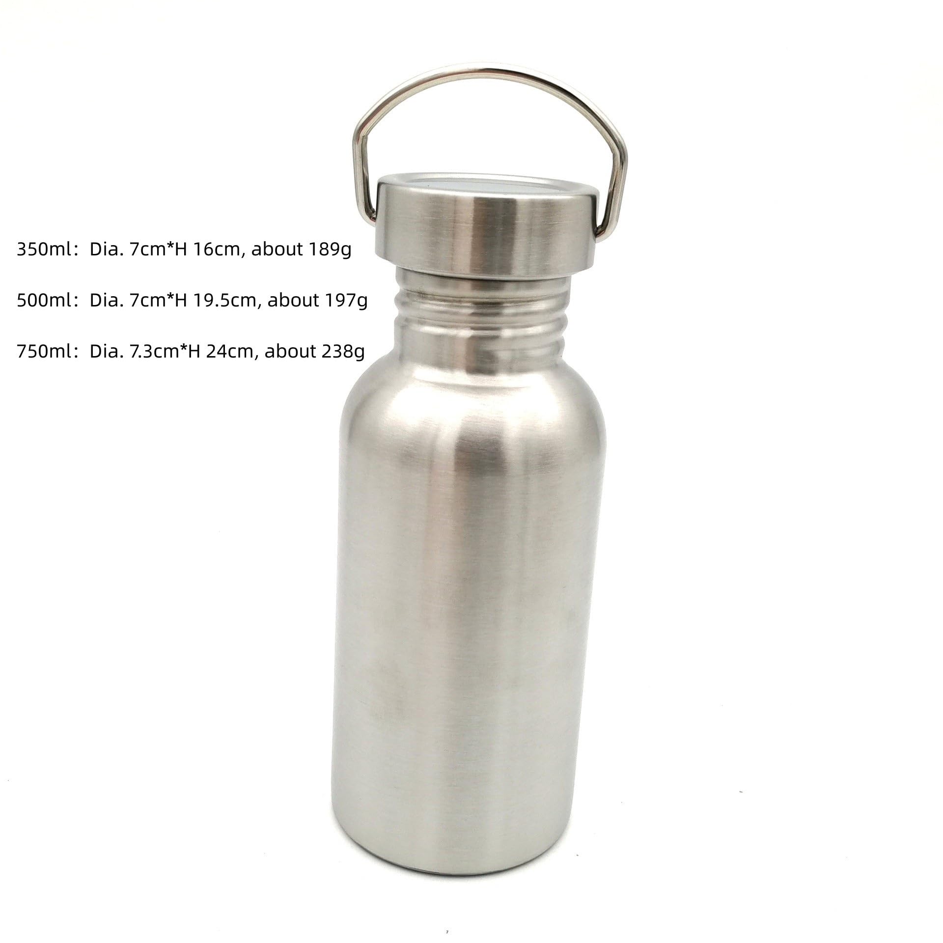 Echeson 1PC Stainless Steel Water Bottle 350ml, Portable Single-Layer Sports Water Cup Suitable for Outdoor Cycling and Mountaineering