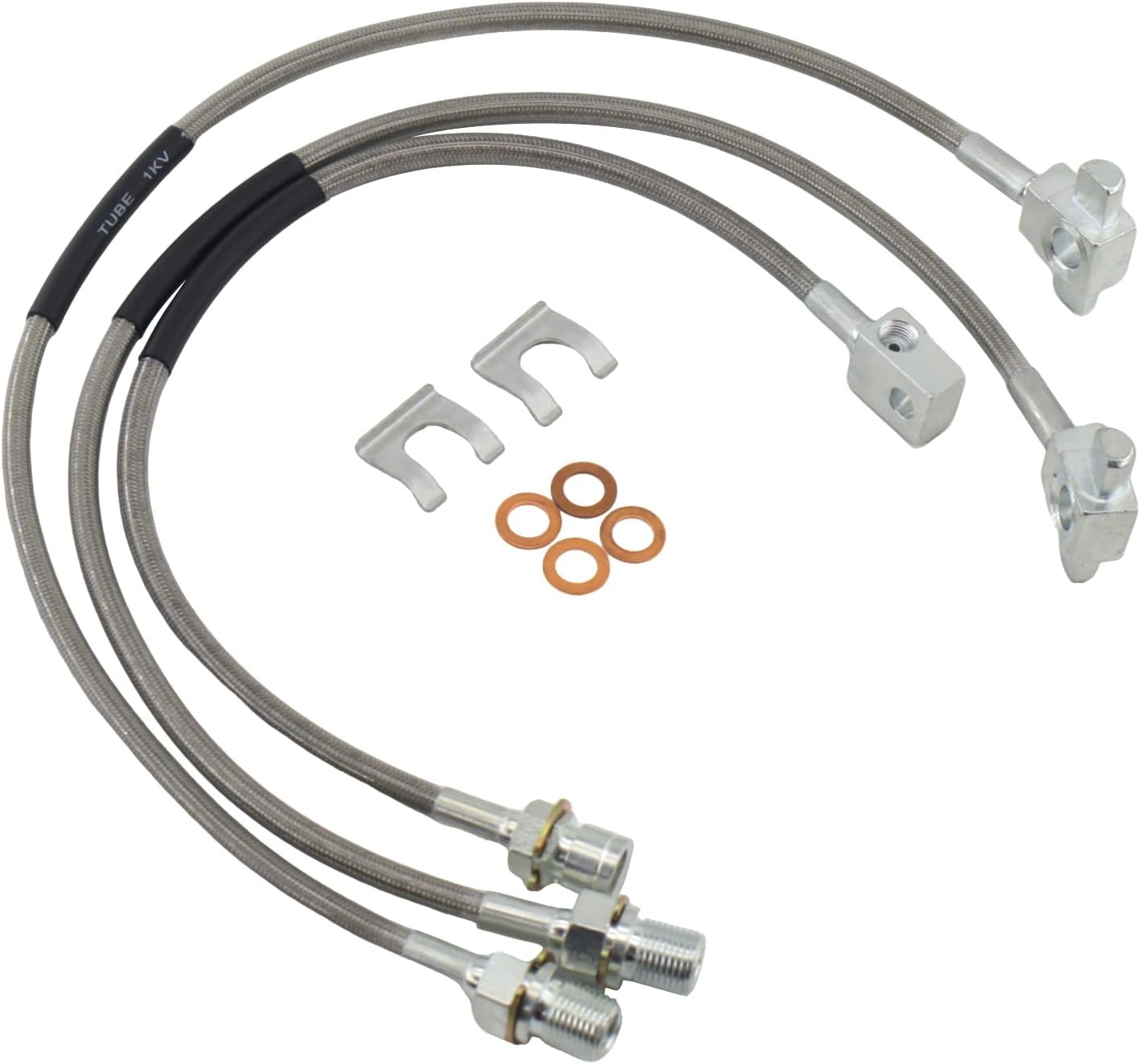 3 Pcs Front and Rear Stainless Brake Lines Compatible With 1971-1987 Chevy GMC C/K 10 15 20 K5 Blazer 4-6" Lift Part Numbers 89340S 89335S