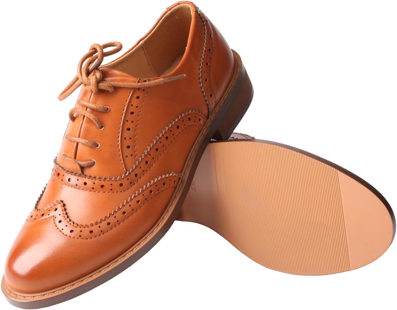 TMA EYES Platform Oxfords for Women,Pointed-Toe Low Heel Lace-Up Chunky Classic Oxford