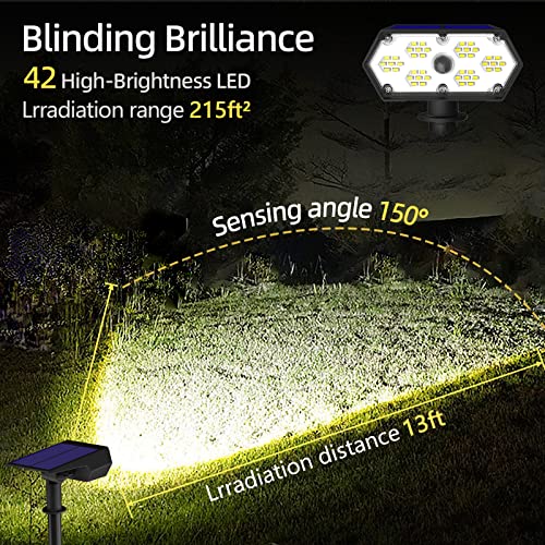 Jfslif Solar Spot Lights Outdoor Motion Sensor,3 Modes Solar Outdoor Lights,Ip68 Solar Lights Outdoor Waterproof,42 Led Garden Landscape Spotlights,Outdoor Solar Lights For Yard Pathway Wall,2 Pack #TOP1