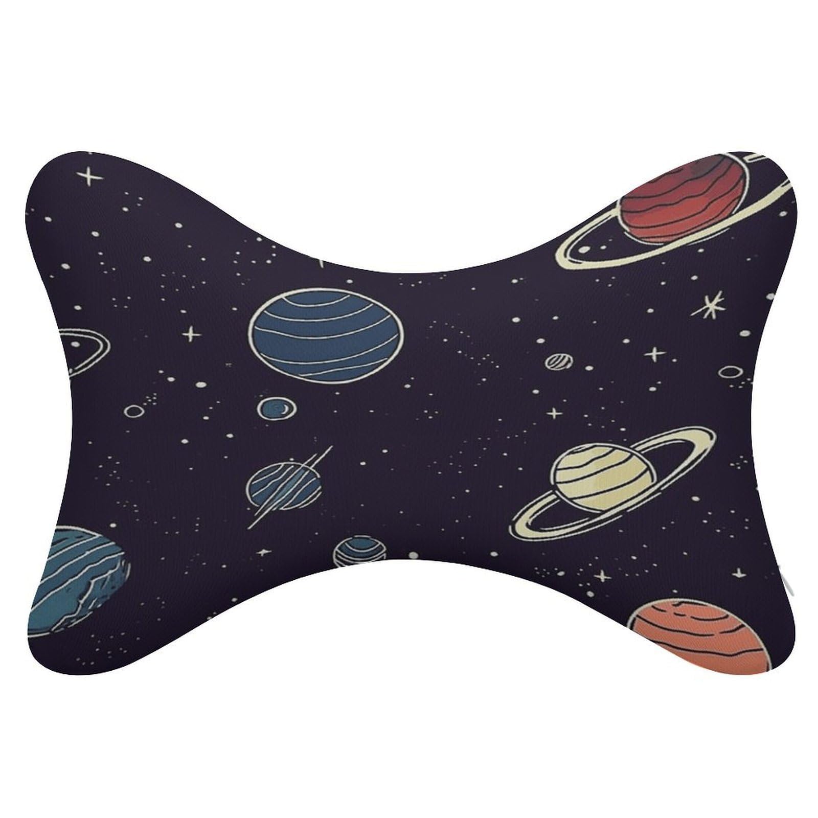 FekiLoot Space Planet Pattern Car Headrest Set of 2,Softness Memory Foam Car Neck Pillow with Breathable Removable Cover Car Neck Support Pillow Ergonomic for Driving, Office