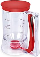 BBSTARZ 4-Cup Pancake Batter Dispenser with Squeeze Handle & Measuring Marks - Mess-Free Pouring for Waffles, Muffins, Crepes & Cupcakes (Red)