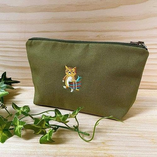 はな 台湾猫シリーズポーチ 漁師網バッグ カーキ 台湾 バッグブランド