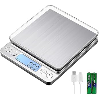 1 kg / 0.01 g USB Charging Precision Scales Digital Kitchen Scales High Precision Gram Scales Digital Scales Letter Scales Household Scales Stainless Steel Weighing Surface Perfect for Jewellery Coins Powder for Baking