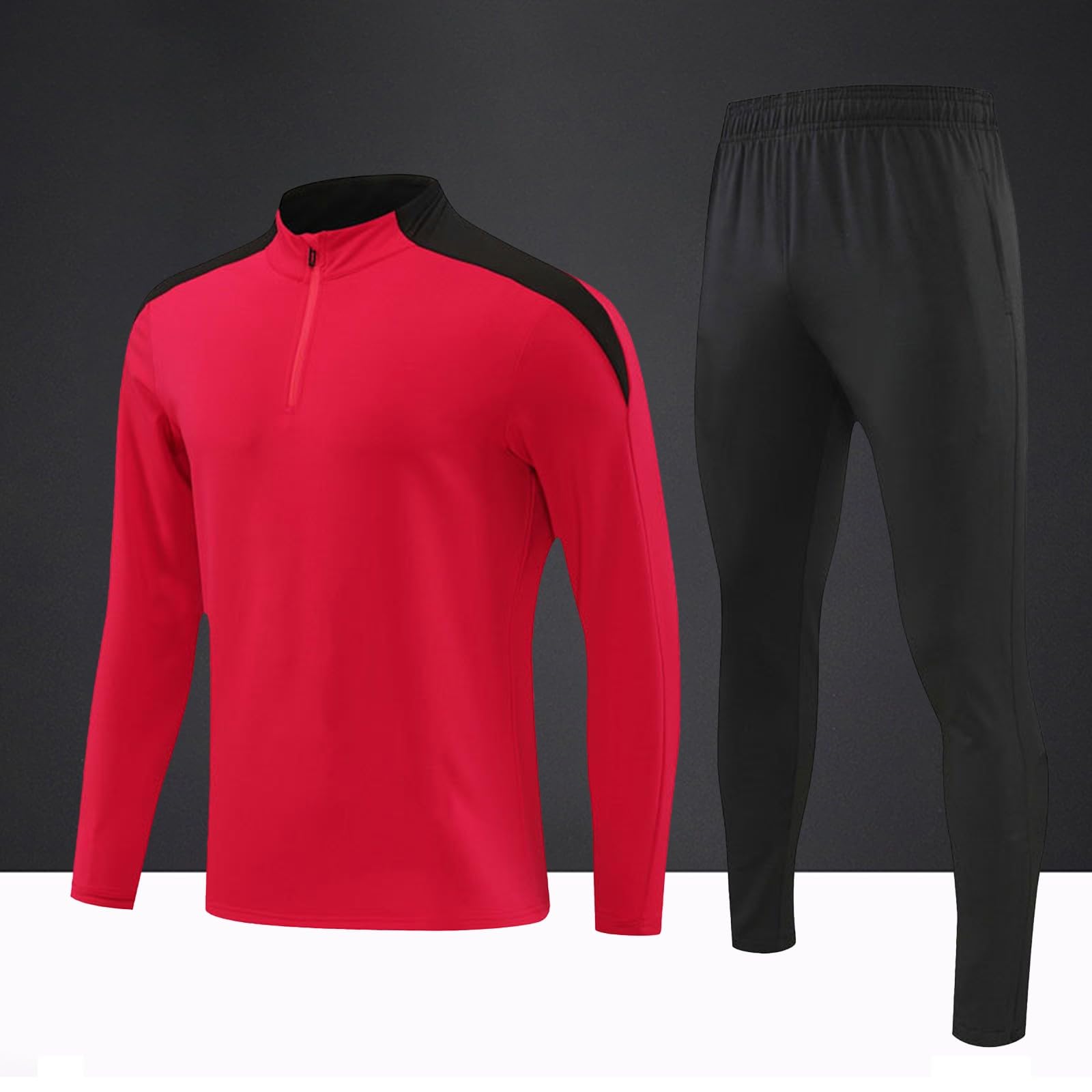 Tute da calcio da uomo, tuta da corsa da uomo con mezza zip, set da 2 pezzi